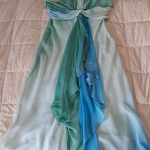 BCBG MaxAzria Silk Ombre Aqua/Teal summer dress